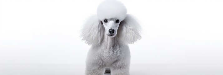 Little poodle on white background