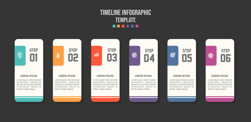 Infographic design template and marketing icons, Business concept with 6 options, parts, steps or processes.