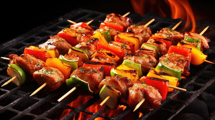 Close-up of Grill with Skewers