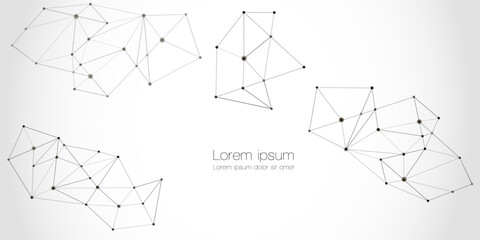 Abstract technology Network nodes, digital connection background with polygonal shapes on white Vector. science technology, data structure, connected points, web.