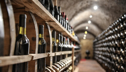 wine cellar with barrels