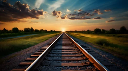 Foto op Plexiglas Train tracks leading into the distance © Ziyan Yang