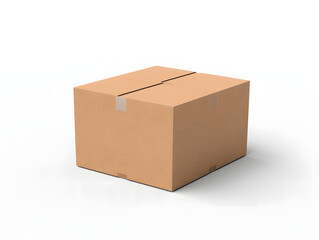 3D blank cardboard box mockup isolated on a white background