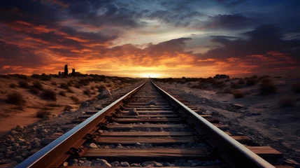 Türaufkleber Train tracks leading into the distance © Ziyan Yang