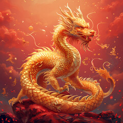 Fototapeta premium chinese new year golden dragon, lunar of the year