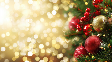 Fototapeta na wymiar Close-Up of Christmas Tree with Ornaments