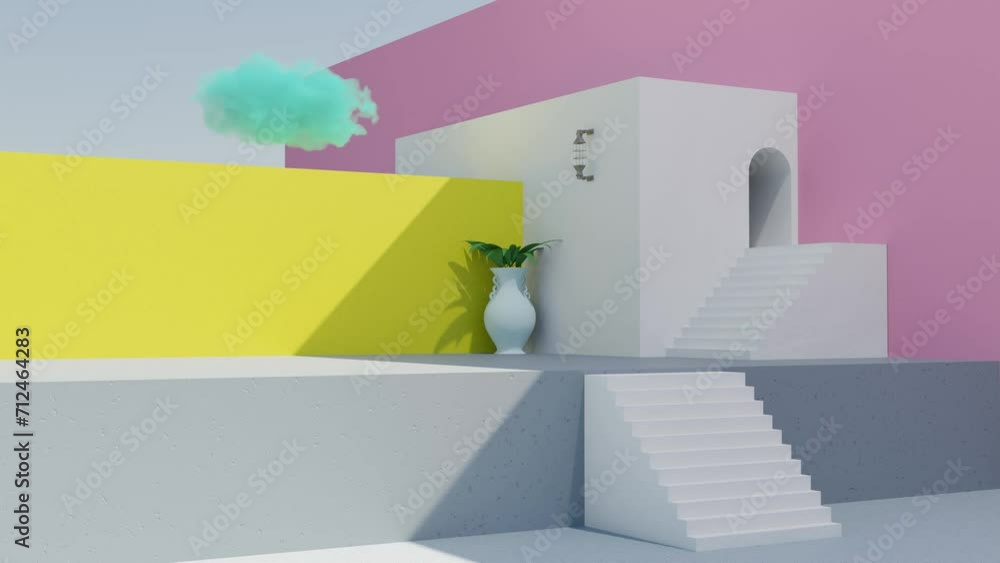 Poster a minimalist representation of vibrant gradients in symphony, showcasing the harmonious interplay of