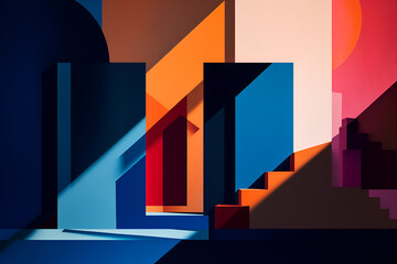 Geometrical multicolored background, minimalist coloured background | Ai generated