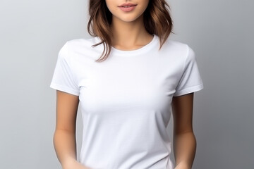 Obraz premium Woman in White Tshirt Mockup created with Generative AI