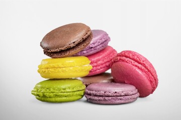 Colorful tasty fresh french macarons dessert