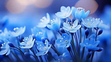 Blue Spring Flowers on Bokeh Background for Seasonal Wallpaper or Greeting Card Design