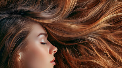 Woman with Flowing Hair in Close-Up Photography