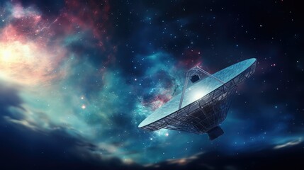 technology space internet background illustration communication satellite, orbit galaxy, astronaut ship technology space internet background