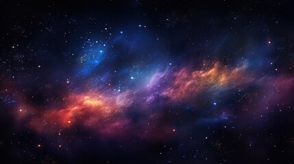 Fototapeta premium Cosmos Space Filled with Countless Stars. Blue Purple Orange Colors, Celestial, Universe, Astronomy 