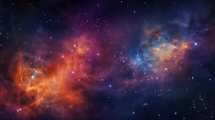 Obraz premium Cosmos Space Filled with Countless Stars. Blue Purple Orange Colors, Celestial, Universe, Astronomy 