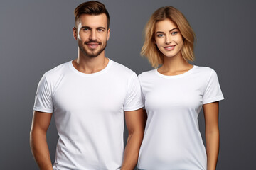 Fototapeta premium Woman in White Tshirt Mockup created with Generative AI