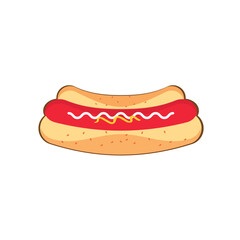 Hot Dog Cartoon mascot character. Food concept. Posters, menus, brochures, web, and icon fast food. illustration fast food. Funny hot dog, wiener, frankfurter character with eyes, legs.