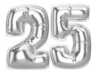 25 Silver 3D Number