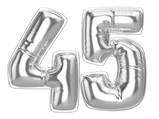 45 Silver 3D Number