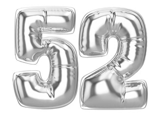 52 Silver 3D Number