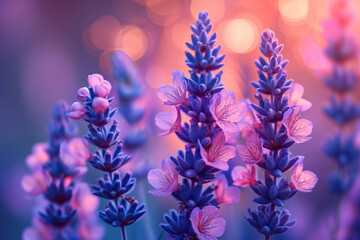 Obraz premium A twilight-inspired bokeh with soft purples and deep blues merging together, reminiscent of a dusk sky