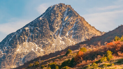 Forest and rocky mountains landscape, tierra del fuego, argentina