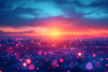 A dusk till dawn bokeh transition with the top half in soft indigo fading into a warm peach on the bottom