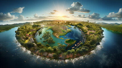 Fototapeta premium World environment and earth day concept with globe, nature and eco friendly environment.