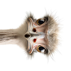 Ostrich head on isolated on transparent background.