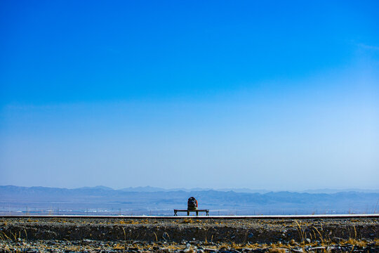 Yongtai Ancient City, Baiyin City, Gansu Province-Mountains and Gobi under the blue sky