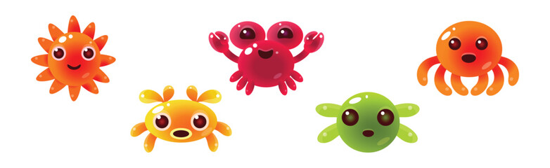 Funny Sea Animals and Underwater Creature Vector Set