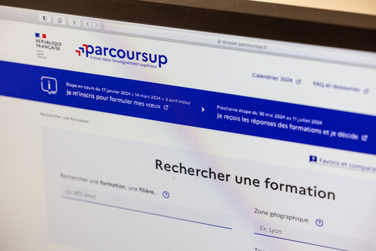 Paris, France - January 18, 2024 : Parcoursup is the national platform for admission to 1st year courses of the first cycle of higher education in France.