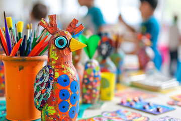 Children's art and craft workshop, creative expression
