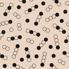 Colorful minimal geometric rings on a beige background. Retro playful abstract seamless pattern. Vector illustration
