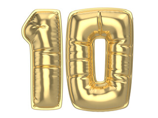 10 Gold 3D Number