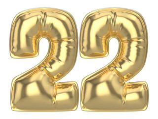 22 Gold 3D Number