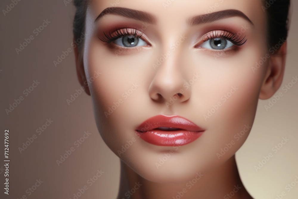 Wall mural beauty portrait of a young beautiful woman with makeup