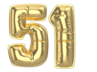 51 Gold 3D Number