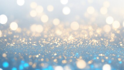 Abstract White, Blue and Golden glitter lights Gold glitter dust texture dark background