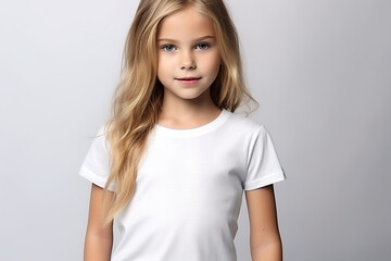 Fototapeta premium Woman in White Tshirt Mockup created with Generative AI