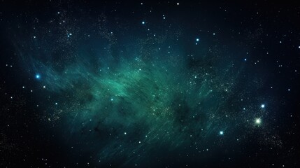 Fototapeta premium Cosmos Space Filled with Countless Stars. Blue Green Colors, Celestial, Universe, Astronomy 