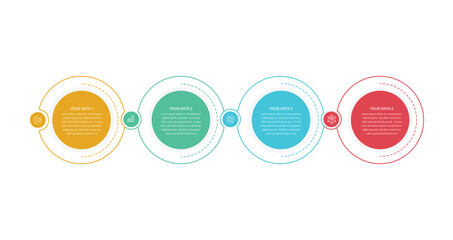 Abstract Infographics Template, Timeline concept with 4 steps, diagram with steps, options, parts or processes 