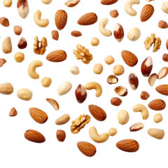 Fotobehang Peanuts and nuts isolated on transparent background © posterpalette