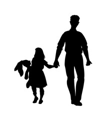 Man and Boy. Father and Son. Family silhouettes. Family silhouettes. Collection of family silhouettes on isolated background. Modern small family. Vector illustration