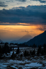 Snow on Mount Canin and Montasio. Spring snow