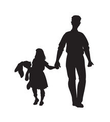 Man and Boy. Father and Son. Family silhouettes. Family silhouettes. Collection of family silhouettes on isolated background. Modern small family. Vector illustration