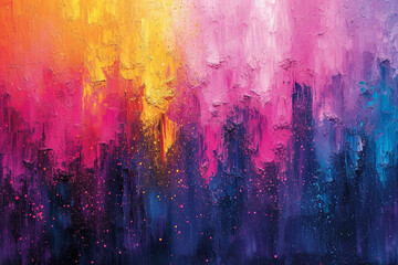 A colorful abstract painting inspired by Holi, with splatters and strokes of festive colors for the Holi, festival