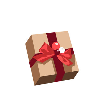 Christmas gifts, New Year presents, gift boxes with ribbons, vector illustration in flat style