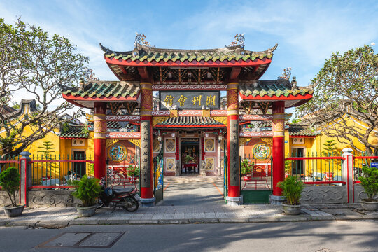 January 14, 2024: Trieu Chau Assembly Hall in Hoi An, Vietnam was built by Chinese overseas coming from Trieu Chau in 1845. The main hall is dedicated to General Phuc Ba, a god of mastering waters.