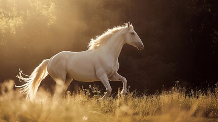 Obraz na płótnie Canvas Wild horse running in a field